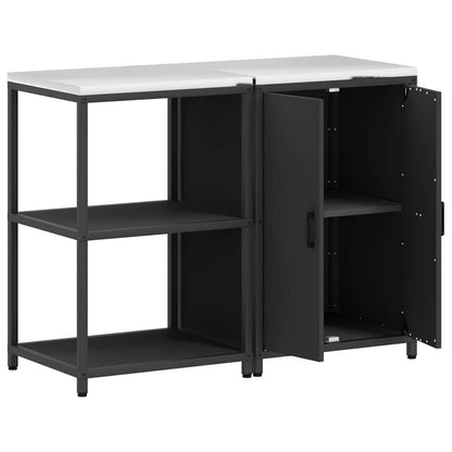 Conjunto de Armazenamento de Cozinha com prateleira 2 pcs Preto