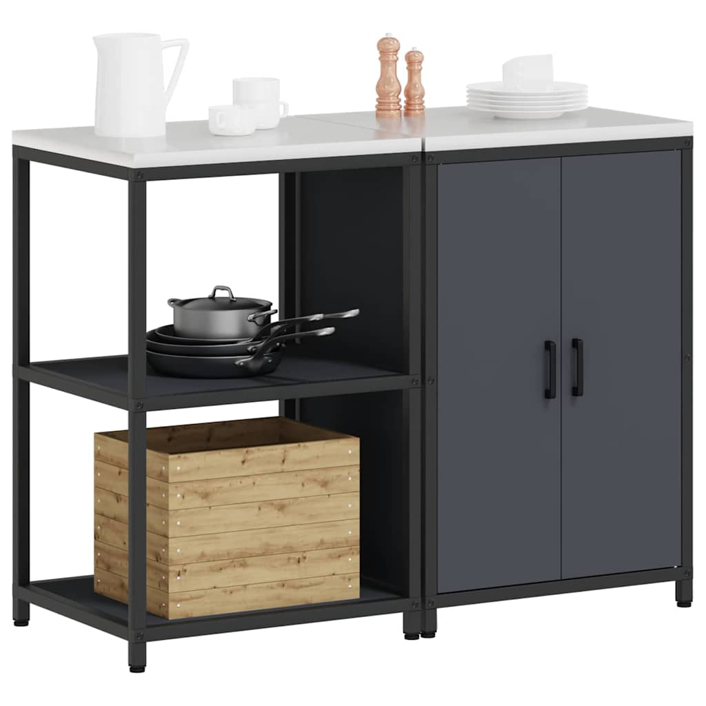 Conjunto de Armazenamento de Cozinha com porta 2 pcs Antracite