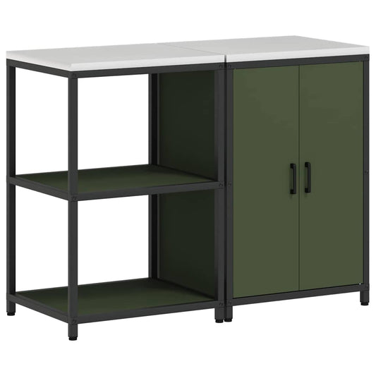 Conjunto de Armazenamento de Cozinha 2 pcs Verde Oliva