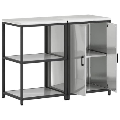Conjunto de Armazenamento de Cozinha com prateleira 2 pcs Prata