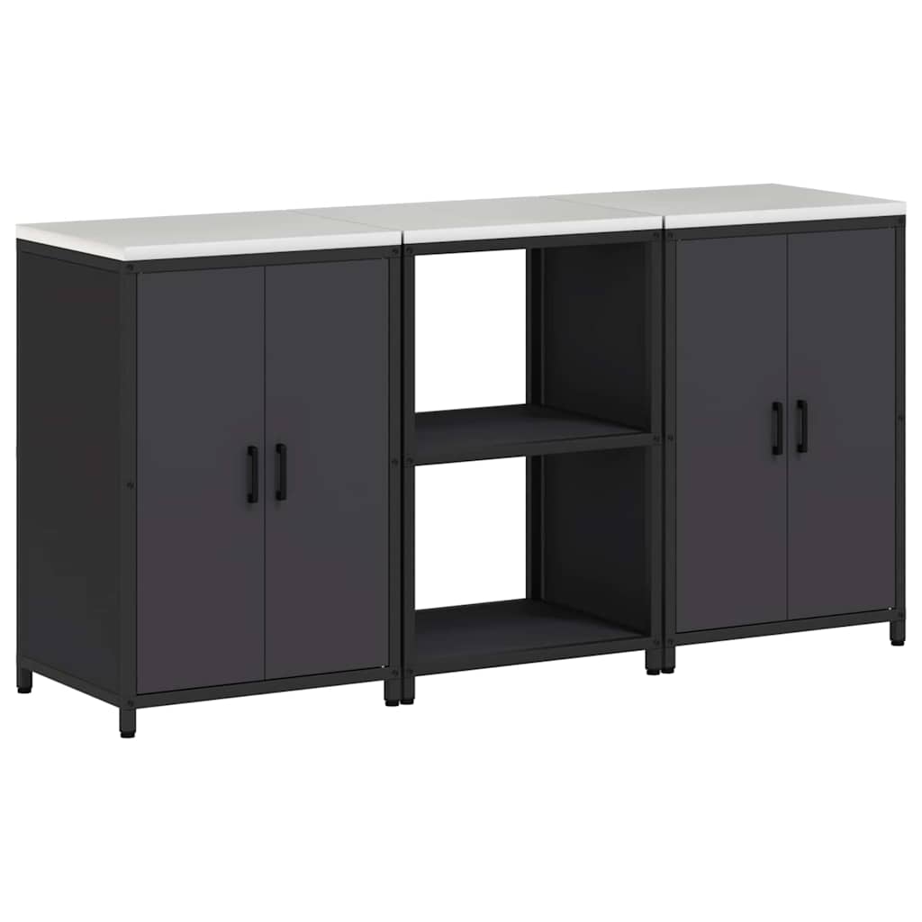 Conjunto de Armazenamento de Cozinha com prateleira 3 pcs Preto