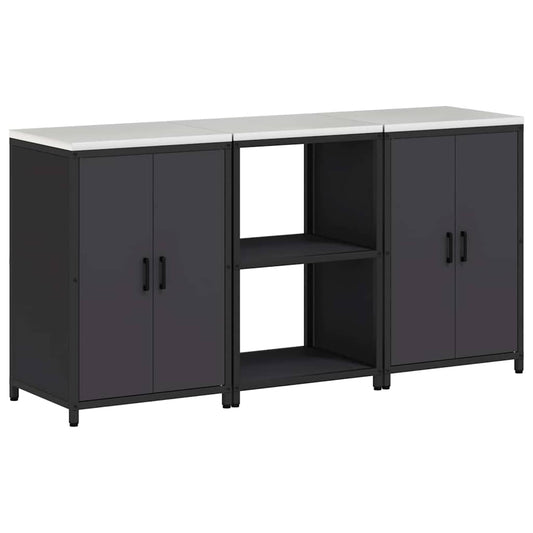 Conjunto de Armazenamento de Cozinha com prateleira 3 pcs Preto