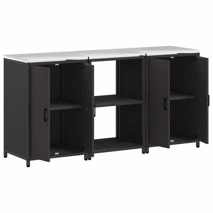 Conjunto de Armazenamento de Cozinha com prateleira 3 pcs Preto