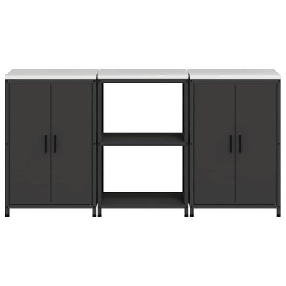 Conjunto de Armazenamento de Cozinha com prateleira 3 pcs Preto