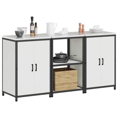 Conjunto de Armazenamento de Cozinha com porta 3 pcs Branco