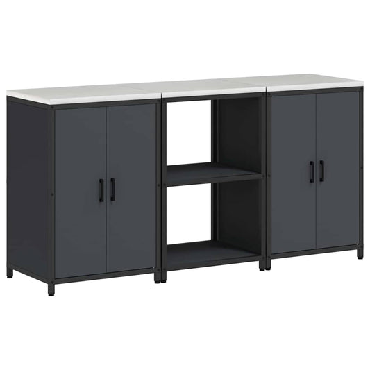 Conjunto de Armazenamento de Cozinha 3 pcs Cinzento-escuro