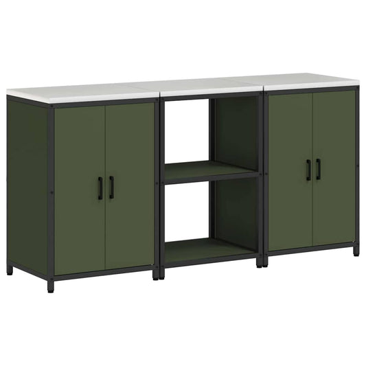 Conjunto de Armazenamento de Cozinha 3 pcs Verde Oliva