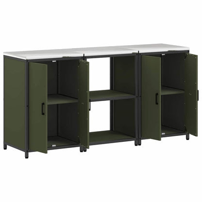 Conjunto de Armazenamento de Cozinha 3 pcs Verde Oliva