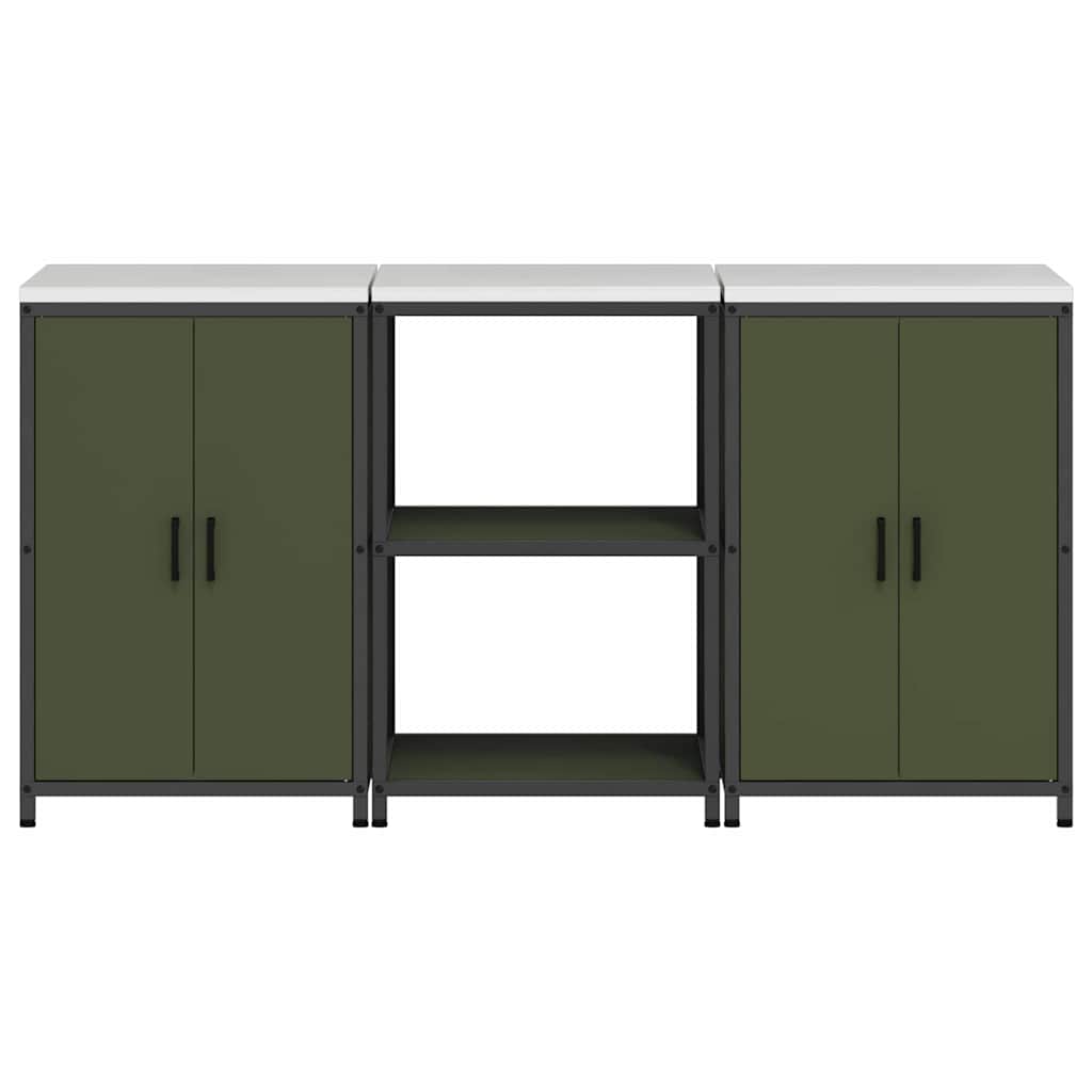 Conjunto de Armazenamento de Cozinha 3 pcs Verde Oliva
