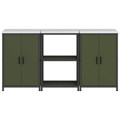 Conjunto de Armazenamento de Cozinha 3 pcs Verde Oliva