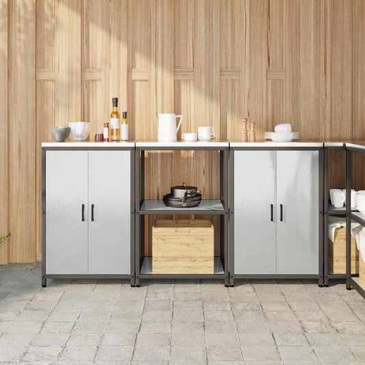 Conjunto de Armazenamento de Cozinha com prateleira 3 pcs Prata