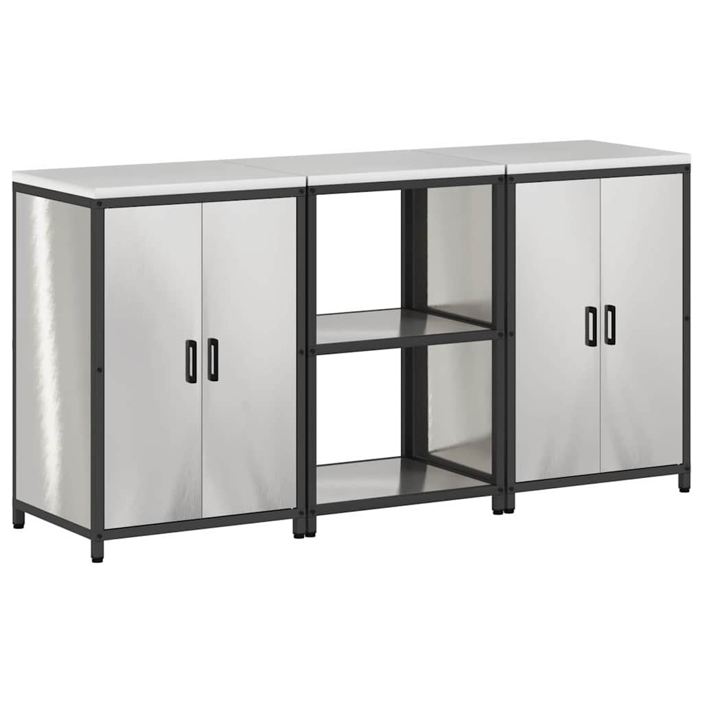 Conjunto de Armazenamento de Cozinha com prateleira 3 pcs Prata