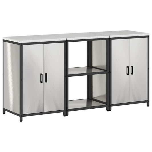 Conjunto de Armazenamento de Cozinha com prateleira 3 pcs Prata