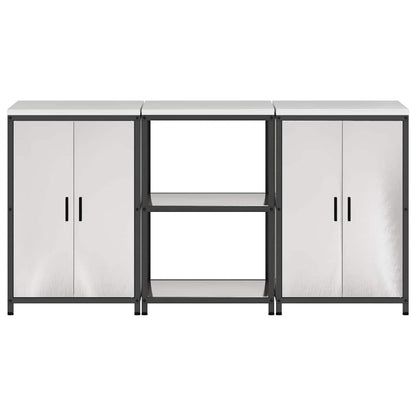 Conjunto de Armazenamento de Cozinha com prateleira 3 pcs Prata