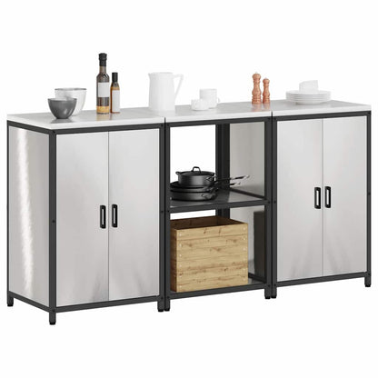 Conjunto de Armazenamento de Cozinha com prateleira 3 pcs Prata