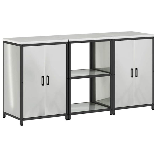 Conjunto de Armazenamento de Cozinha com prateleira 3 pcs Prata
