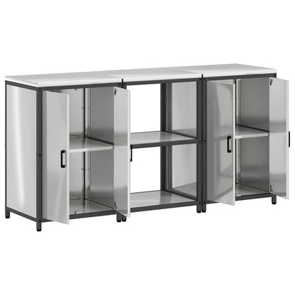 Conjunto de Armazenamento de Cozinha com prateleira 3 pcs Prata