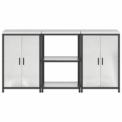 Conjunto de Armazenamento de Cozinha com prateleira 3 pcs Prata