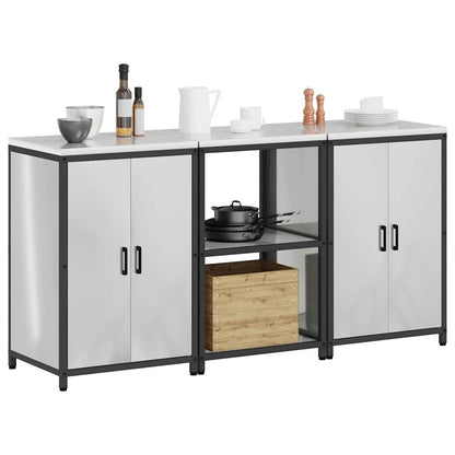 Conjunto de Armazenamento de Cozinha com prateleira 3 pcs Prata