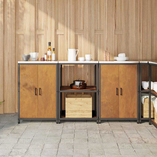 Conjunto de Armazenamento de Cozinha 3 pcs Ferro Enferrujado
