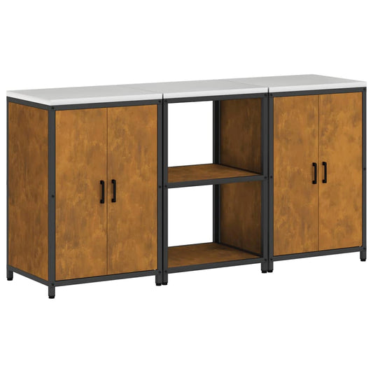 Conjunto de Armazenamento de Cozinha 3 pcs Ferro Enferrujado