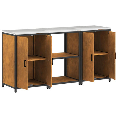 Conjunto de Armazenamento de Cozinha 3 pcs Ferro Enferrujado