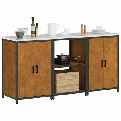 Conjunto de Armazenamento de Cozinha 3 pcs Ferro Enferrujado