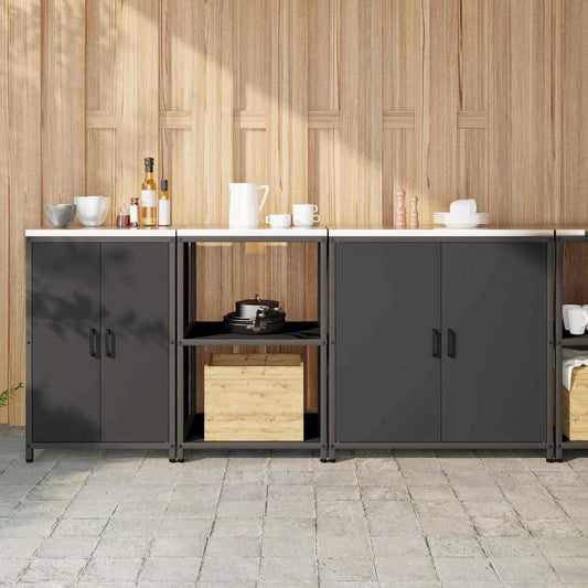 Conjunto de Armazenamento de Cozinha com prateleira 3 pcs Preto