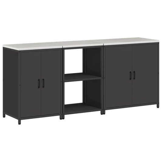 Conjunto de Armazenamento de Cozinha com prateleira 3 pcs Preto