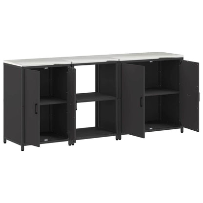 Conjunto de Armazenamento de Cozinha com prateleira 3 pcs Preto