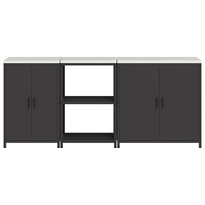 Conjunto de Armazenamento de Cozinha com prateleira 3 pcs Preto