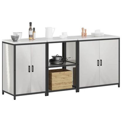 Conjunto de Armazenamento de Cozinha com prateleira 3 pcs Prata