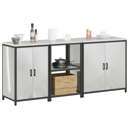 Conjunto de Armazenamento de Cozinha com prateleira 3 pcs Prata