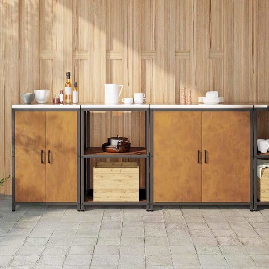 Conjunto de Armazenamento de Cozinha 3 pcs Ferro Enferrujado
