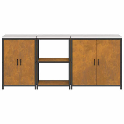 Conjunto de Armazenamento de Cozinha 3 pcs Ferro Enferrujado