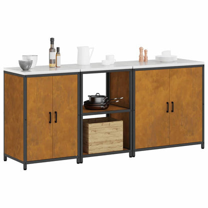 Conjunto de Armazenamento de Cozinha 3 pcs Ferro Enferrujado