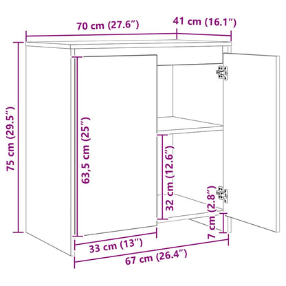 Buffet com gaveta 3 pcs Carvalho Artesanal 70 x 41 x 75 cm