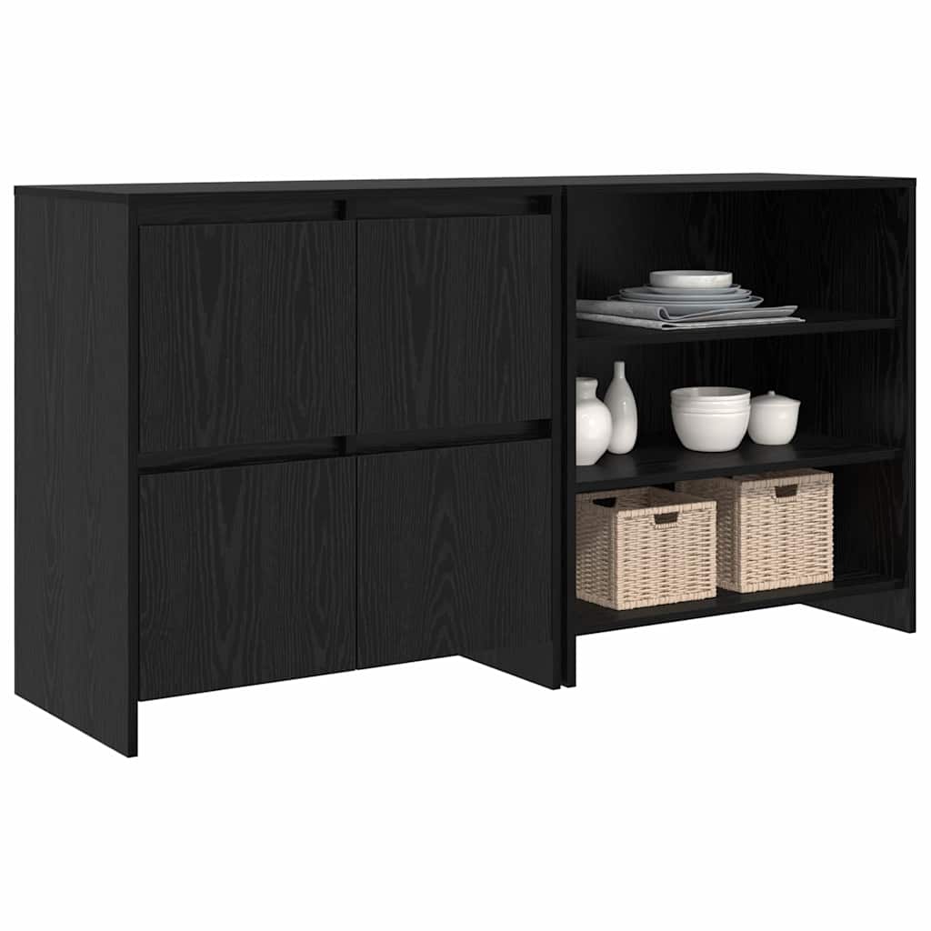 Buffet 2 pcs Carvalho Preto 70 x 41 x 75 cm Madeira processada