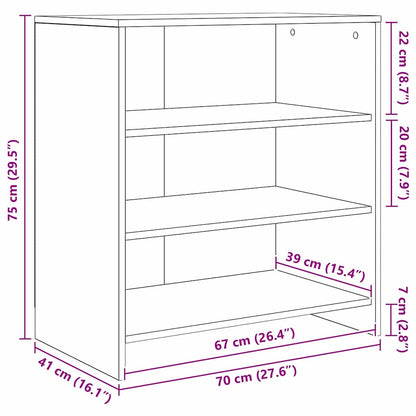 Buffet 2 pcs Carvalho Preto 70 x 41 x 75 cm Madeira processada