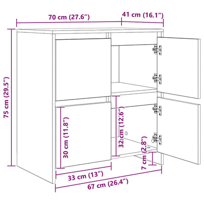 Aparadores 2 pcs Madeira antiga 70 x 41 x 75 cm