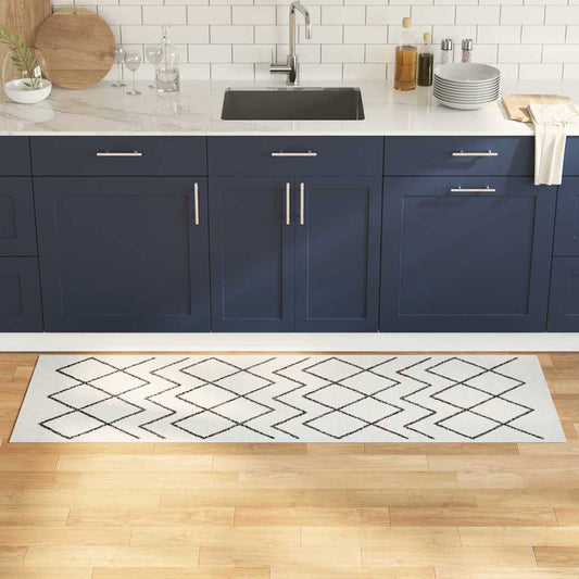 Tapete de Cozinha Branco 180 x 60 cm Veludo