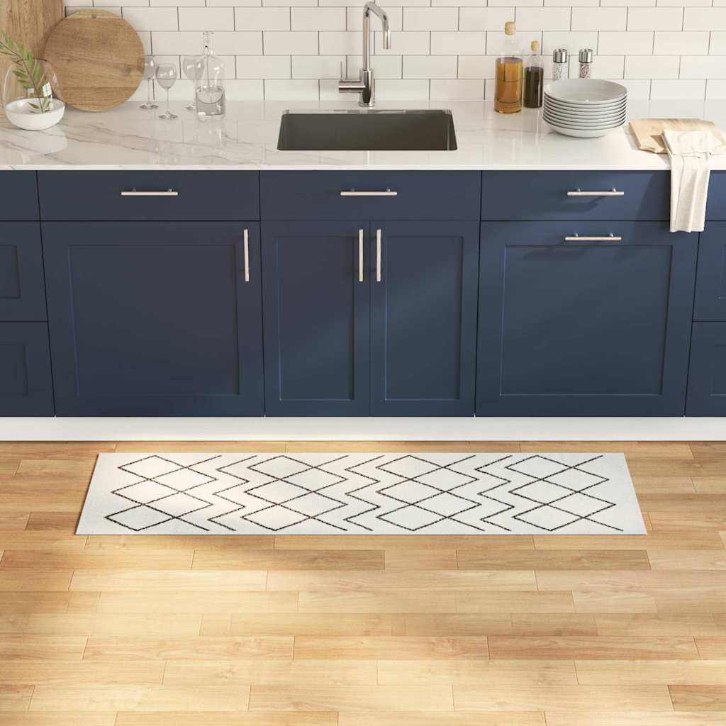 Tapete de Cozinha Branco 150 x 45 cm Veludo