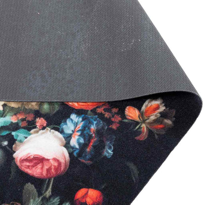 Tapete de Cozinha Floral Preto 180 x 60 cm Veludo