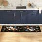 Tapete de Cozinha Floral Preto 180 x 60 cm Veludo