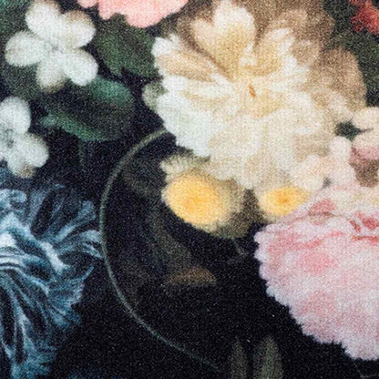 Tapete de Cozinha Floral Preto 150 x 45 cm Veludo