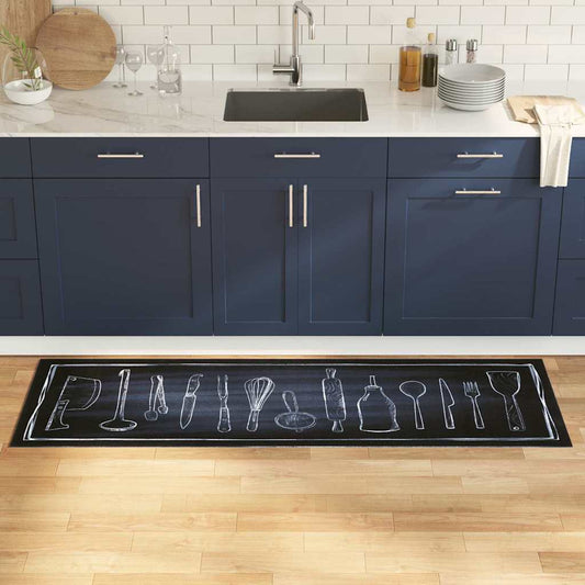 Tapete de Cozinha Toile Preto 180 x 60 cm Veludo