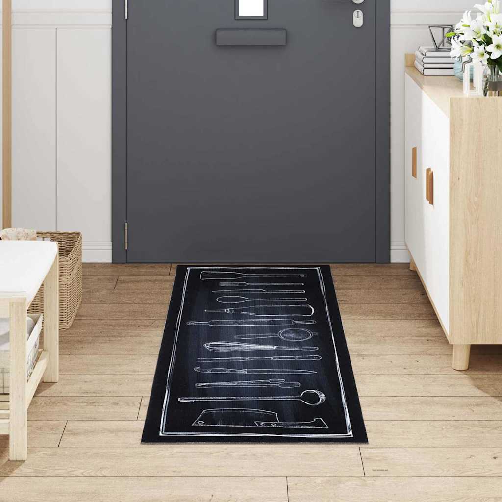 Tapete de Cozinha Toile Preto 180 x 60 cm Veludo