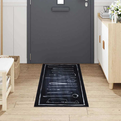 Tapete de Cozinha Toile Preto 180 x 60 cm Veludo