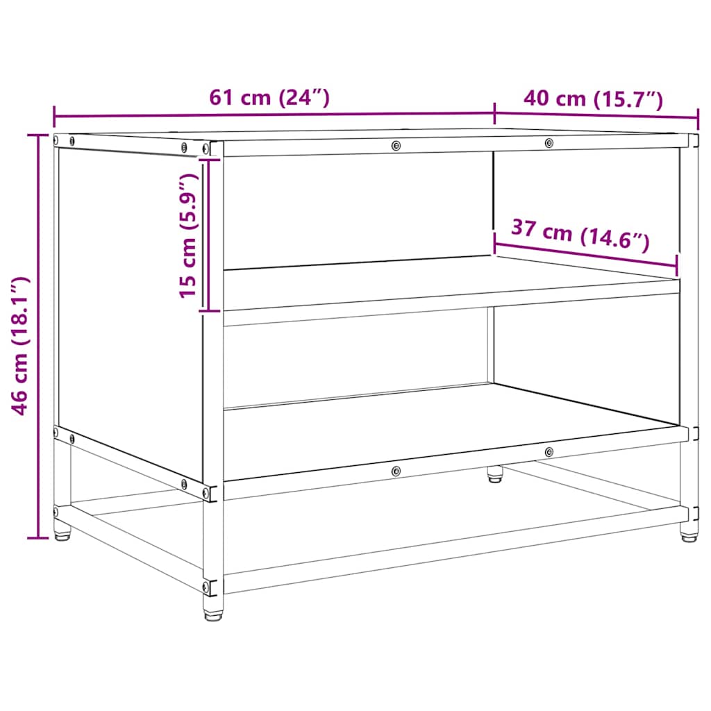 Gabinete para TV Carvalho preto 61 x 40 x 46 cm
