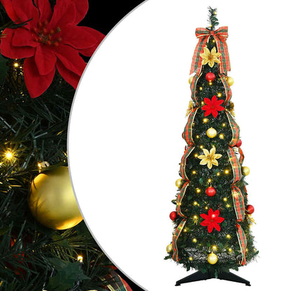 Árvore de Natal Artificial com 50 LEDs Verde 125 cm PVC
